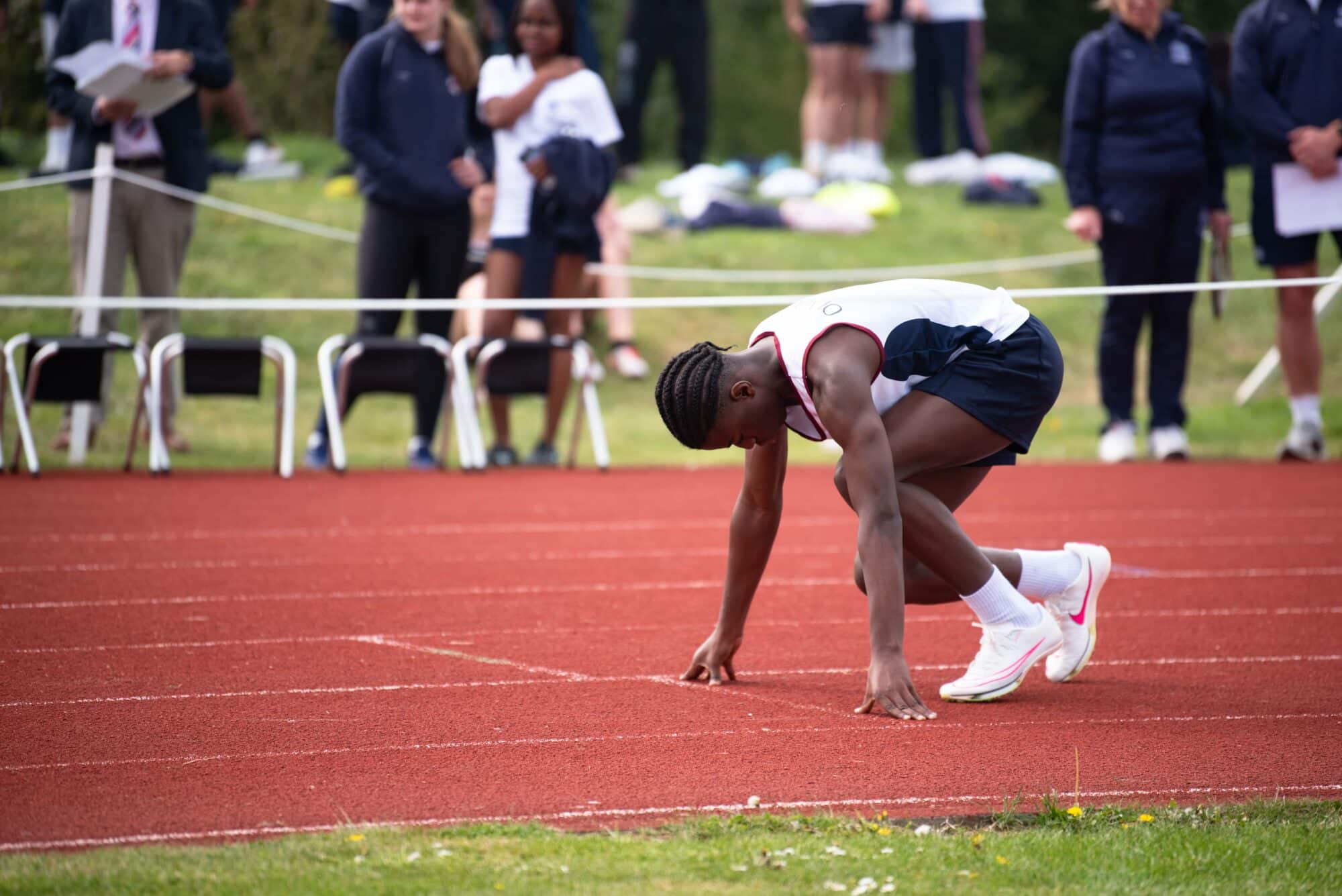 An Oundle athlete preparing to start a race