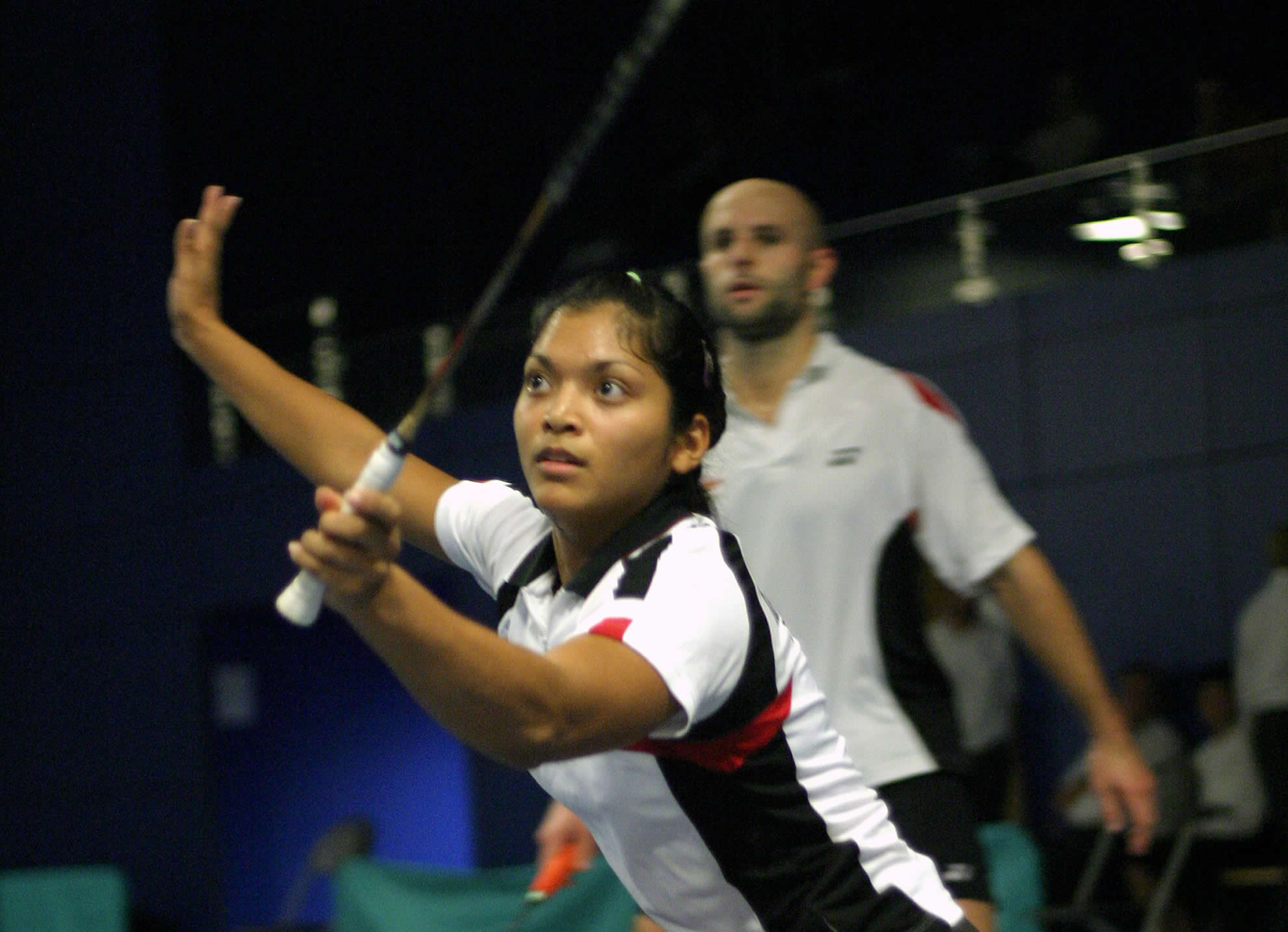 Suzanne Rayappan playing competitive badminton